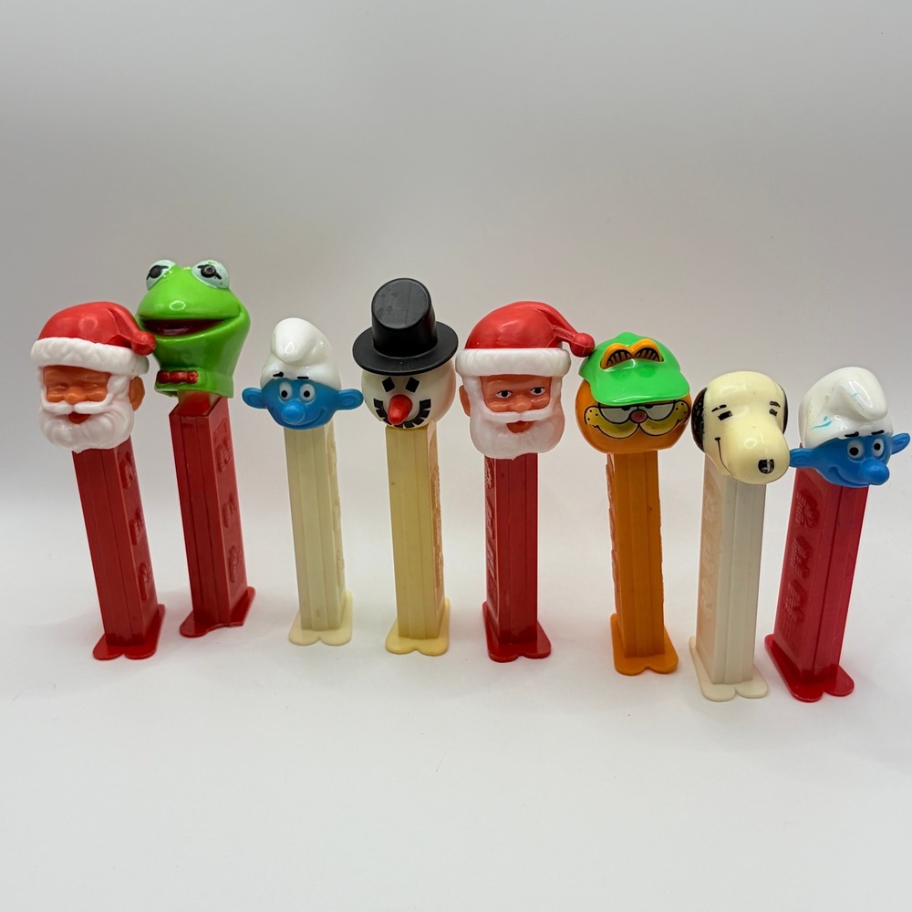 PEZ Vintage 90s Set Kermit Santa Garfield Snoopy Smurf Dispenser Lot VintageKids